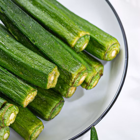 Chinese Fruits and Vegetables Chips Vacuum Fried Dried Okra Chips